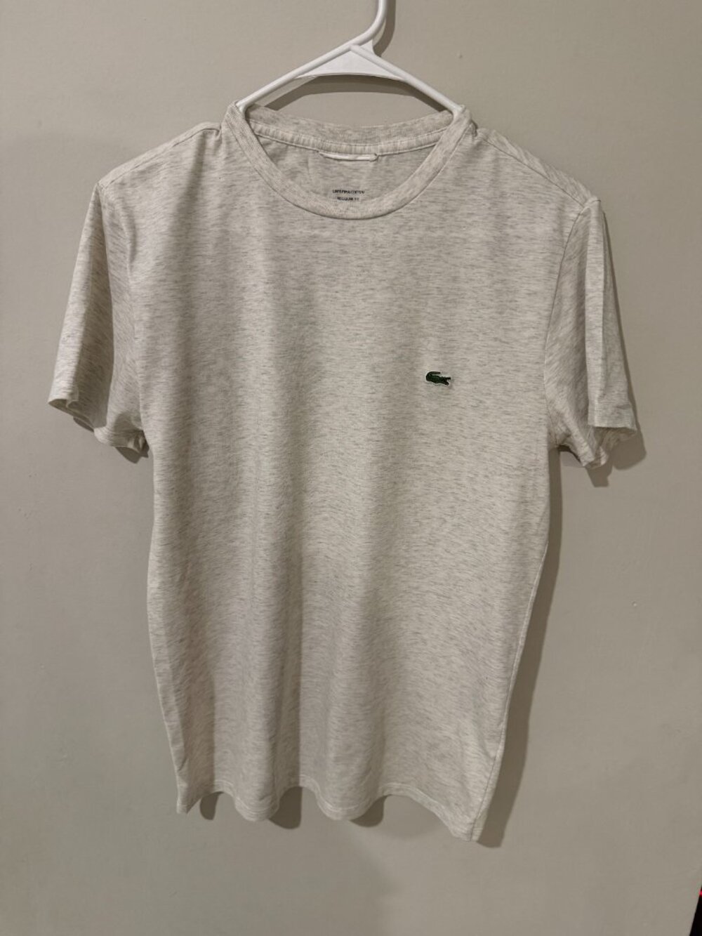 Lacoste Men's Cream Heather Pima Cotton T-Shirt Size S